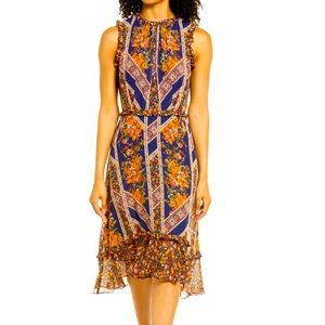 Julia Jordan Floral Scarf Print Ruffle Detail Aline dress